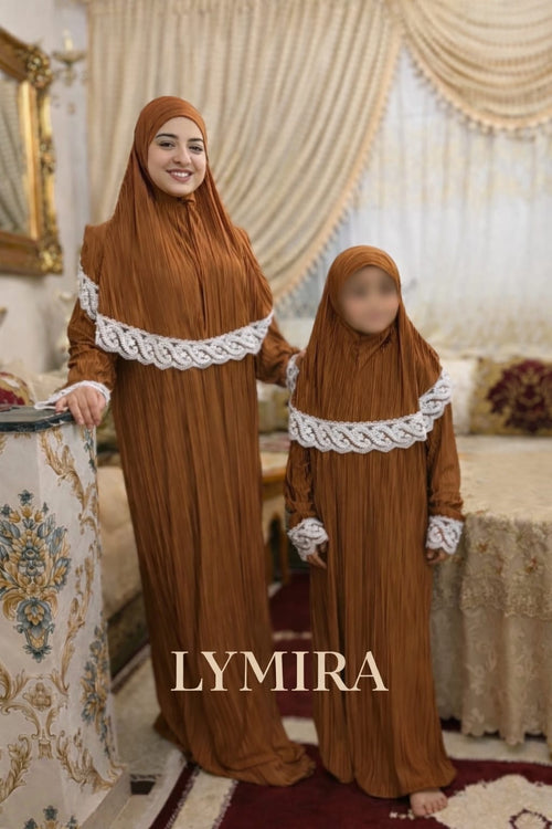 Abaya marron chic maman & fille